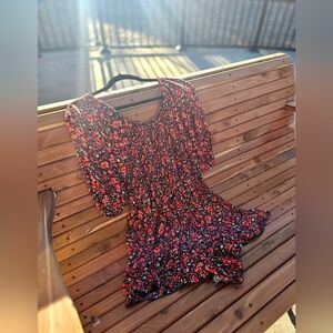 Doll Spring/Summer Red Flower Romper